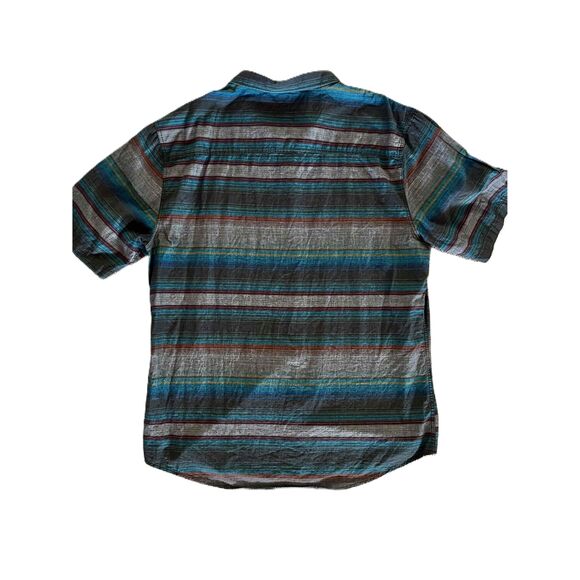 Carbon Mens Multicolor Button Up Short Sleeve Classic Fit Cotton XXL Color Block - Picture 10 of 10